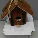 DoubleFill 1 Pcs Birdhouses for Outside Wooden Bird House with Moss Accent Hanging Design Birdhouse Natural Bark Finish Warm and Waterproof Rustic Bluebird House Cardinal Wren Hummingbird Garden