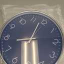 Navy Blue Modern Wall Clock for Living Room Decor, 14 Inch Large Wall Clock Silent Battery Operated, Classic Round Analog Clock for Bedroom, Kitchen, Office, Bathroom, Outdoor Patio, Pool (Silver Frame-blue)