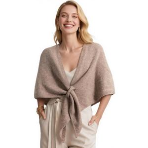 Pashmina Shawl Wraps for Women Poncho Shawl Knit Cape Cashmere Wrap for Evening Dresses and Daily Wear. (Light Khaki)
