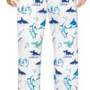 Mens Pajama Pants Soft Lightweight Lounge Sleep Pants, PJ Bottoms with Two Pockets (White)