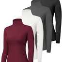 Dalavch 4 Pack Women’s Turtle Neck Long Sleeve Shirts Fall Fashion Turtleneck Baselayer Undershirts Tops Underscrub XXL