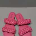 Women's Flat Slides Sandals, Summer Slippers Comfortable Braided Strap Round Open Toe Casual Beach Shoes for Women. 8, Pink