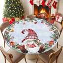 Christmas Red Dwarf Round Table Cloth Fitted Tablecloth,Blue Gradient Table Cover with Elastic Edge Waterproof Table Cloth,Xmas Gift Wreath Circle Table Covers for Kitchen Indoor Outdoor 45-54in