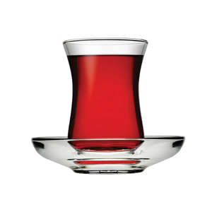 Pasabahce Premium Turkish Tea Cups and Saucers, Set of 6, Perfect for Tea Party, Gifts, Housewarming, Weddings, Anniversary