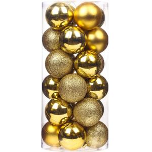 Emopeak 144Pcs Mini Christmas Balls Ornaments for Xmas Tree - 1.2 Inch Small Shatterproof Christmas Tree Decorations Hanging Ball for Holiday Wedding Party Decoration Gold
