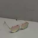 TJUTR Tangle Free Aviator Sunglasses for Women Men, Polarized UV400 Protection Trendy Shades, No-Snag Metal Frame Glasses (A1 Gold/Pink)