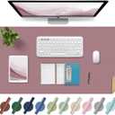 Large Desk Pad 35.4" x 17", Non-Slip Desk Mat with PU Leather & Natural Cork, Waterproof Writing Desk Natural Cork, Computer Mat Desk Protector for Office Home, Purple Pink