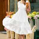 AlvaQ Women Summer Dresses Sleeveless Smocked Midi Dress High Waist Casual Tiered A Line Sundress with Pockets (Red, S)