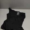 Capuffy Women's Sexy One Shoulder Long Formal Dress Ruched Waist High Split Cocktail Wedding Guest Party Maxi Dress 02 (Medium, Black)