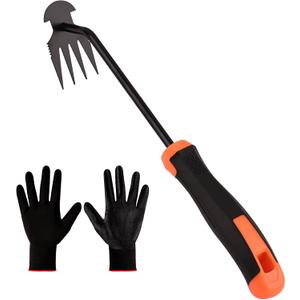 Weed Removal Tool, Portable Garden Weeder Tool2024 New Manganese Steel Weed Puller Tool with Rubber Handle for Vegetable Gardening Garden Yard Farm Farm Planting & Uprooting Weeding Tool (Black)