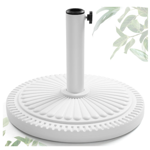 FRUITEAM 23-lbs Round Patio Umbrella Base Pre-Filled Umbrella Stand 15" Sun-Flower-Pattern Heavy Duty Market Umbrella Base Stand for Patio, Outdoor, Swimming Pool, White