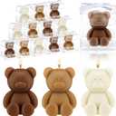 Hoolerry 30 Pcs Baby Shower Favors Mini Bear Candles Party Favors with Boxes Handmade Bear Shaped Candles Bulk for Baby Shower Boys Girls Wedding Gender Reveal Party Guest (White,Brown)