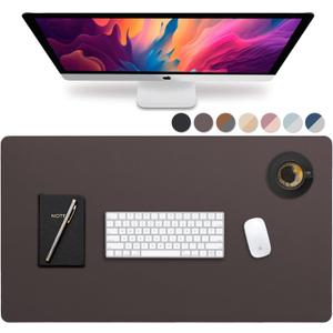 Vine Creations Leather Desk Mat Large 36" x 20", Desk Protector Mat, PU Leather Desk Pad, Large Mouse Pad, Desk Blotter, Desk Pads on Top of Desks, Desk Matt for Desktop, Office Desk Mat (Dark Brown)