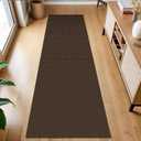 KOZYFLY Runners for Hallways 2x7 ft Washable Kitchen Runner Non Slip Rubber Backed Hall Runners Cotton Entryway Runner Rugs Floor Carpet for Indoor Backdoor Bedroom Kitchen, Reddish Brown/Coffee