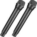 Facmogu 2PCS Fake Microphone Props, Plastic Pretend Play Microphone Prop, Realistic Simulate Speech Practice Prop, Faux Mic Props for Halloween, Christmas, Costume, Cosplay, Birthday Party - Black