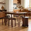 Stackable Dining Stools Set of 4, 18" Solid Wood Nesting Stools with Wheels
