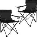 Joyfair Portable Camping Chair, Outdoor Lawn Folding Chairs for Adults, Heavy Duty Large Foldable Chairs for Beach, Fishing, Tailgating Outdoor Sport, 2 Cup Holders & Carry Bag (Black)
