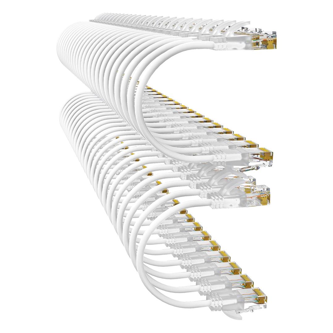 10Gsupxsel Cat6a Patch Cables 0.5ft (48 Pack) Slim, Cat6 Ethernet Patch Cable Pure Copper, Flexible Cat 6 Patch Cable 550MHZ 10G, Space-Saving Cat 6A Network Cables for Patch Panel White
