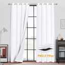 RYB HOME 4-in-1 Soundproof Curtains, Dust Particle Filter Divider Heavy Duty Window Decor Full Light Shading Blackout Privacy Drapes for Living Room Furance, White, W52 x L95 inch, 2 Panel