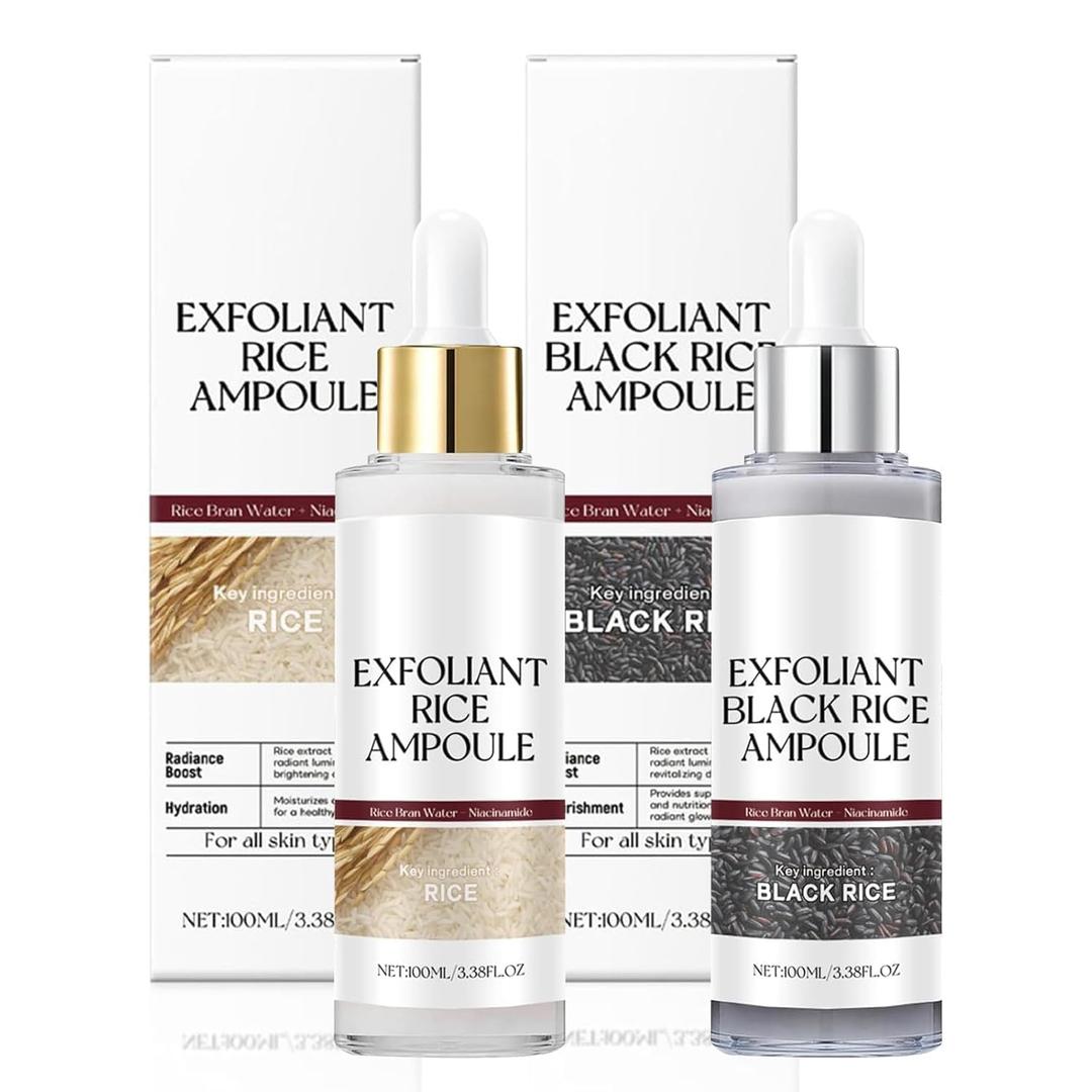 2PCS Black and White Rice Peeling, New Soft Rice Exfoliating Face and Body, Black and White Rice Exfoliant for Reduce Fine Lines, Wrinkles, Deep Hydration for Women