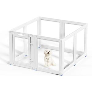 Clear Acrylic Dog Playpen Transparent Dog Playpen Indoor, Easy Assemble Clear Pet Pen for Puppy Bunny Cat Pig, Sturdy & Easy Cleaning Plastic Dog Puppy Fence (23.6" H, 8PCS)