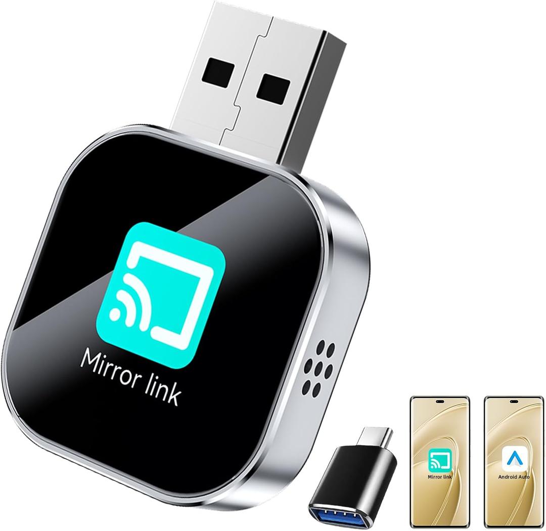 YOUKOYI Wireless Android Auto/Mirror Link Adapter, Not Compatible with iPhone, Instant Wired to Wireless Conversion, Plug & Play, Mini Stable Design