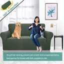 YEMYHOM Couch Cover Latest Jacquard Design High Stretch Sofa Covers for 2 Cushion Couch, Pet Dog Cat Proof Loveseat Slipcover Non Slip Magic Elastic Furniture Protector (Loveseat, Army Green)