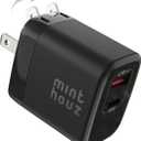 Minthouz 35W USB C Fast Charging Charger, Dual-Port GaN Nano Charger with Foldable Plug for iPhone 17/16/15 Series, iPad, Galaxy S24 Ultra and More Series