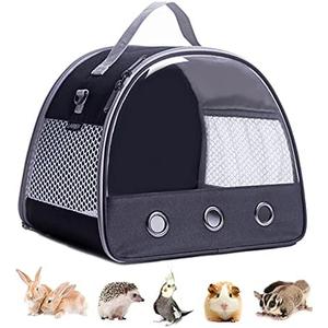 Guinea Pig Carrier Backpack, Clear Bubble Window Backpack for Guinea Pig, Bunny Rat Bird (Black, Carrier)