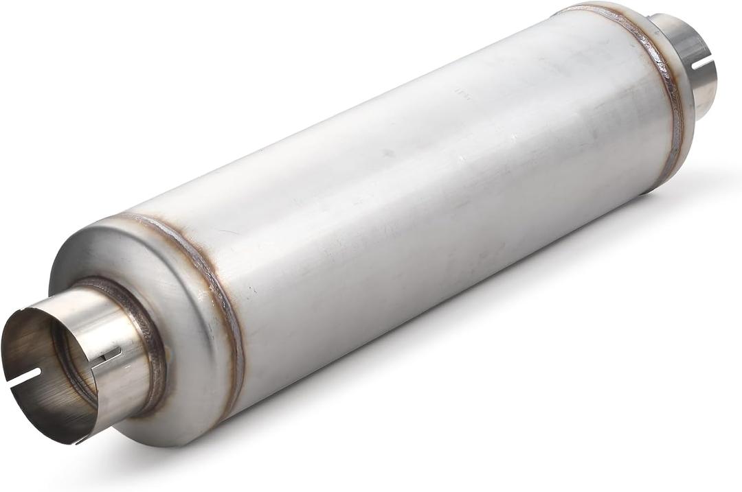 A-KARCK 4" Inlet Exhaust Resonator, 4" Inlet 4" Outlet 30" Overall Length Muffler Resonator Stainless Steel
