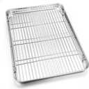 Homikit Baking Sheet with Rack (1 Pan + 1 Rack), 20" x 14" Stainless Steel Large Cookie Sheets for Baking, Big Bacon Baking Tray with Cooling Rack for Roasting Cooking, Nonstick & Dishwasher Safe, 20x14x1.2