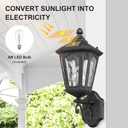 Solar LED Wall Light Outdoor with Remote Control, 22'' Front Door Sconce Dusk to Dawn 3 Lighting Modes Solar Exterior Wall Lantern Outside Lights for Patio Doorway Porch Walkway, Black, Medium