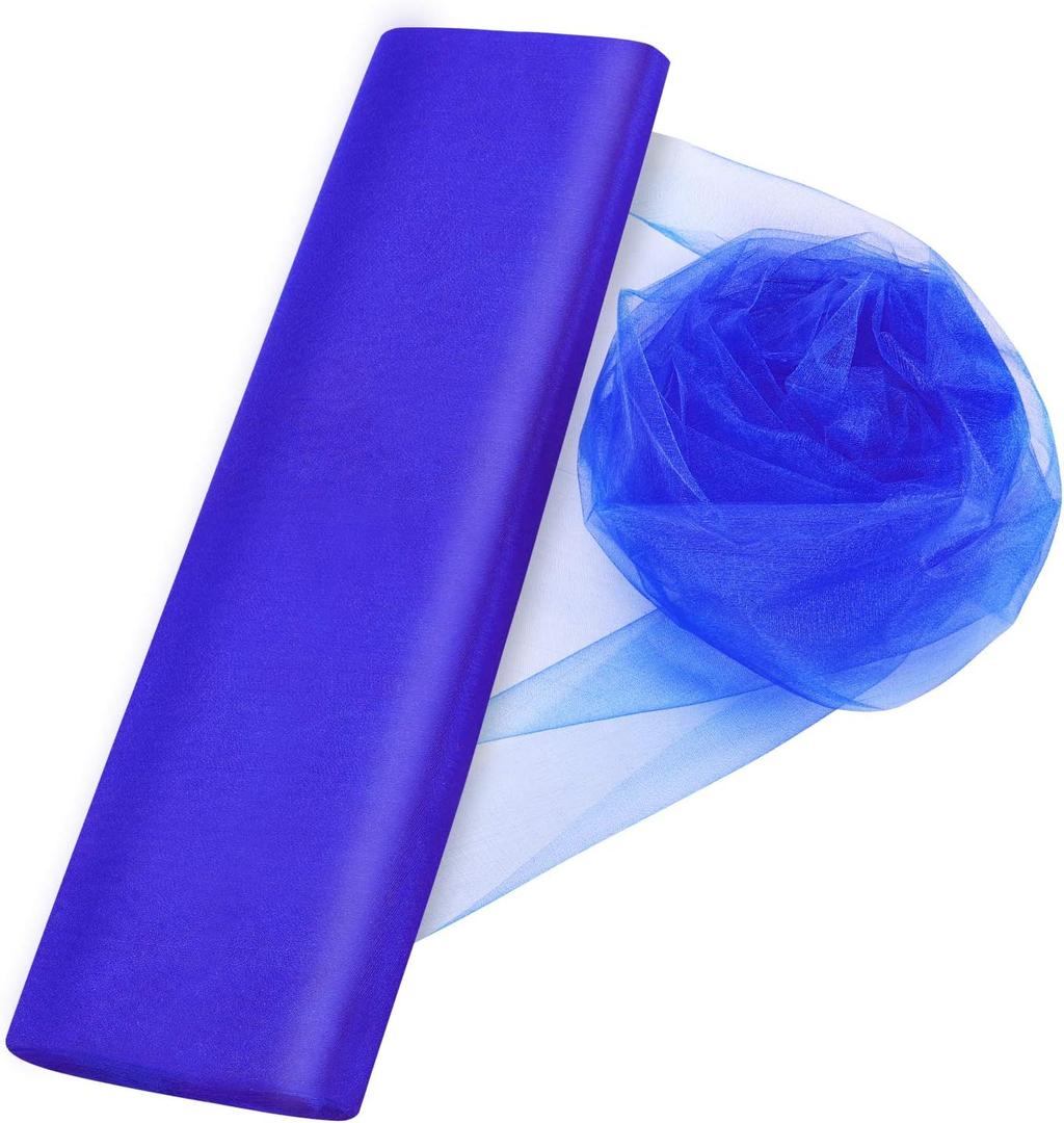 Crystal Organza Tulle Sheer Fabric Backdrop Curtains for Wedding Baby Shower Birthday Party Event Decor, 19 by 30 Yard (Royal Blue)