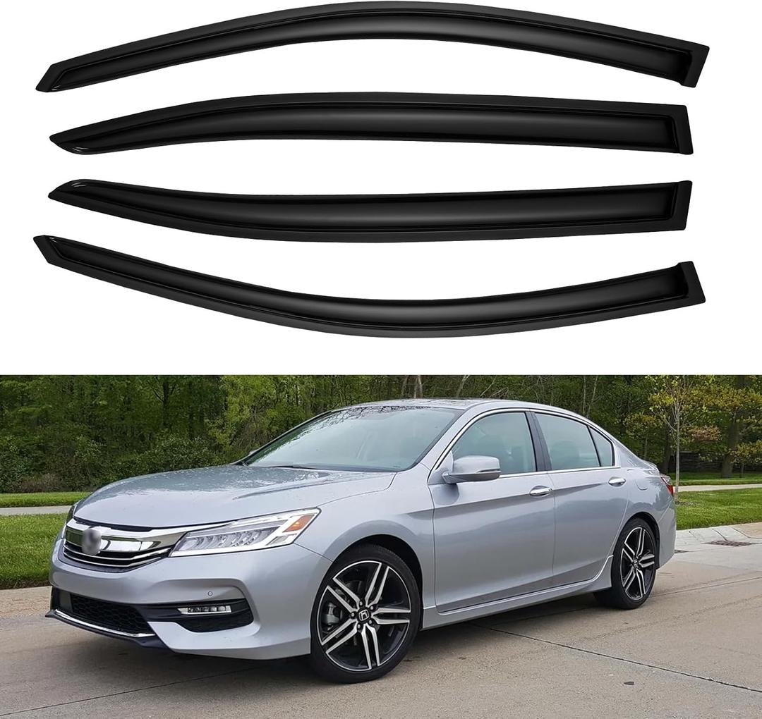 Window Rain Guards Visors for 2008-2017 Honda Accord, Out-Channel Window Vent Wind Deflectors Shades for 08-17 Accord