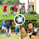 Youth Soccer Ball Size 3/4/5, Kids Outdoor Play Game Training Practice Soccer Ball for Teen Boy Girl Indoor Outdoor with 1 Pump 1 Net Bag and 1 Gift Box (White)