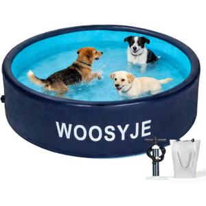 Inflatable Dog Pool, Foldable Pet Swimming Pool - 79" Pet Bath Pool & Kiddie Pool, PVC, Quick Drain, Non-Slip, Collapsible Swimming Pool for Large Medium Small Dogs, Cats, Kids, Backyard, Beach