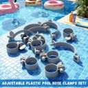 12 Pcs Adjustable Plastic Hose Clamps for 1.25''-1.5'' Above Ground Swimming Pool Replacement Thumb Clips Screw Key Hose Clamps Plastic Filter Pump Connector Clips