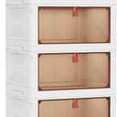 YSSOA 4 Tier Plastic Storage Bins with Lids - 23QT, Stackable Storage Containers with Wheels, Folding Storage Boxes, Collapsible Storage Bins, Closet Organizers and Storage for Living Room,Bedroom
