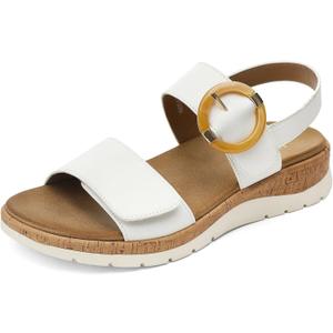 UBFEN Womens Flat Sandals Arch Support Open Toe Walking Comfy Casual Low Wedge Summer Shoes (7, White)