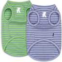 Koneseve Dog Shirts 2 Pack Breathable Sleeveless Vest, Stretchy & Soft, Purple & Vivid Green, Size L