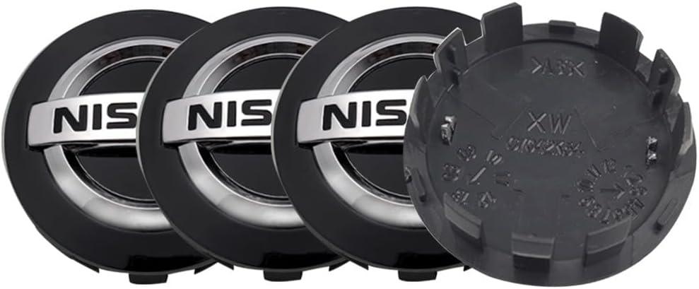 4PCS Wheel Center Caps for Nissan, 54mm/2.12" Car Wheel Hub Caps ABS Rim Center Hub Cover (Black)