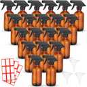 Norme 24 Pcs Glass Spray Bottles with Funnels and Labels 8 oz Refillable Cosmetic Empty Spray Containers with Trigger Squirt Containers for Essential Oil Cleaning Solutions(Brown)