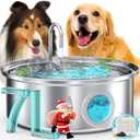 Oneisall Dog Water Fountain, 7L/230oz/1.8G Quiet Dog Fountain Water Bowl, Stainless Steel Dog Water Fountain with Visual Water Level & Triple Filtration for Large Medium Small Breed Dogs Pets