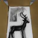 DN DECONATION 2PCS Black Reindeer Figurine Decoration, Small Christmas Resin Deer Statue Sculptures, Simple Black Deer Set for Indoor Home Decor Tabletop Offices Bedroom Living Room Shelf, Gifts