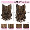 ALXNAN Long Wavy Hair Extensions for Women, Clip in Hair Extensions Clip Ins Soft Full Head Synthetic Hairpieces 20 Inch Balayage Dark Brown to Chestnut Brown