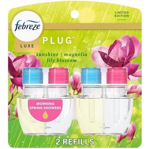 Febreze Plug In Air Freshener, Odor-Fighting Scented Oil Refill, Morning Spring Showers, 2 Refill