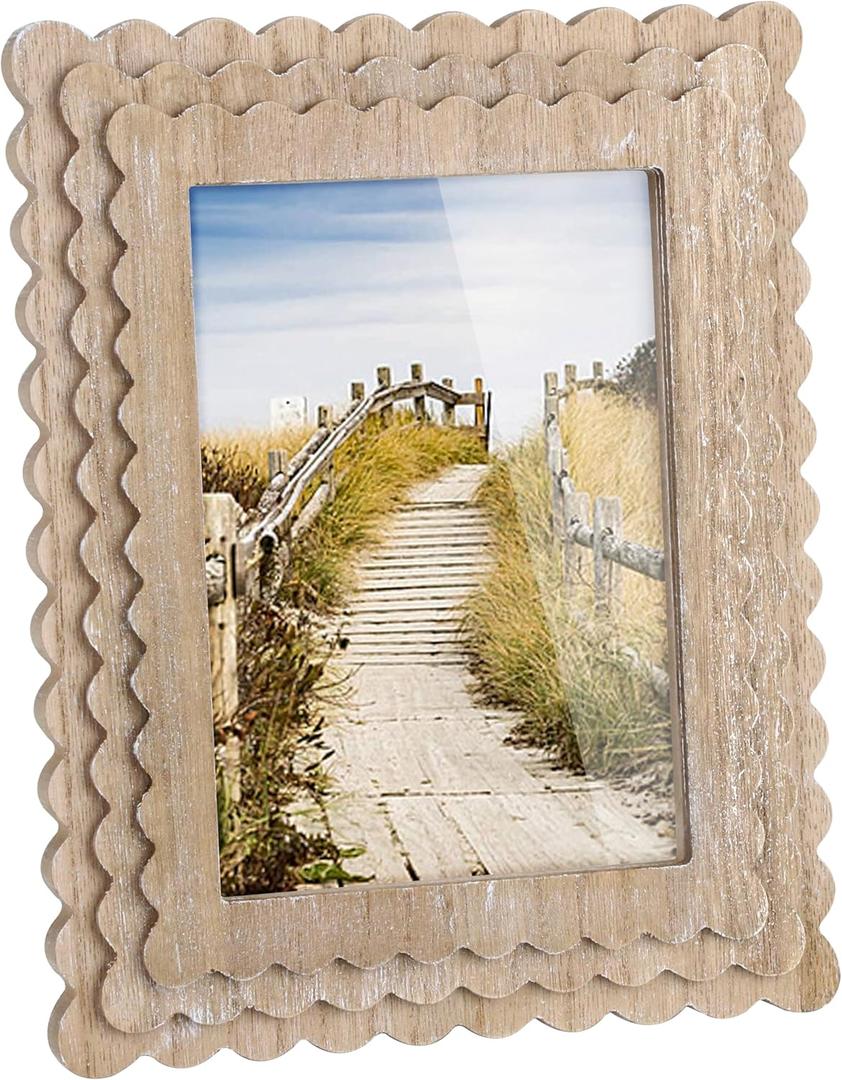Gurfuy 5x7 Picture Frame Display Pictures 5x7 Without Mat - Wooden Photo Frame for Wall or Tabletop Display, Vertical for Table Top Display and Wall Mounting Hanging Nature
