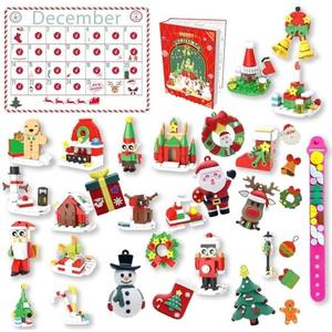 Advent Calendar 2024 Building Sets, Countdown 24 Surprises for Kids, Compatible with Lego Christmas Set, Advent Calendar Include Santa Claus, Christmas Tree, Christmas Building Sets for Boys Girls