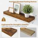 Fun Memories Floating Shelves Set of 2, 24 Inch Floating Shelves for Wall, Wood Wall Shelves with Invisible Brackets, for Bathroom, Bedroom, Living Room, Kitchen, Rustic Brown