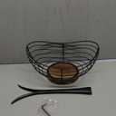 Modern Farmhouse Fruit Basket with Banana Holder for Kitchen Counter, Vintage Wire and Wooden Base Fruit Bowl & Banana Hanger for Kitchen Countertop Decor, Banana Tree & Fruit Stand